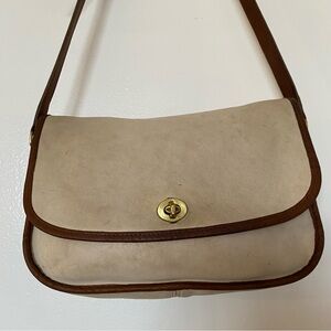 Vintage Coach City Bag Spectator No. 6790 White/Tabac Leather